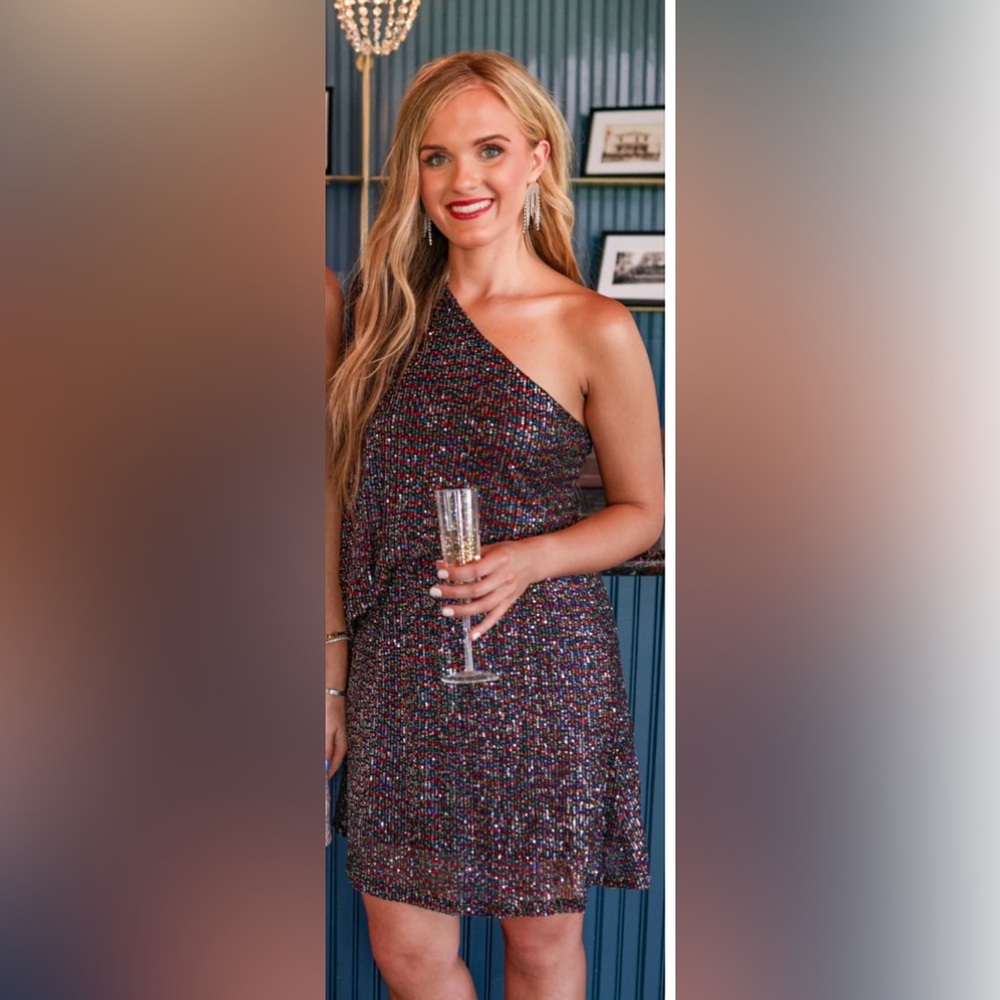 Jess Lea Glamorous One-Shoulder Sequin Dress